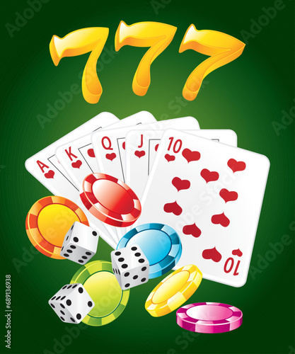 Colorful casino illustration. Vector icons set. Jackpot.