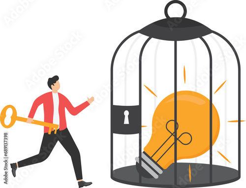 Businessmen bring the key to releasing locked up ideas, releasing locked ideas.

