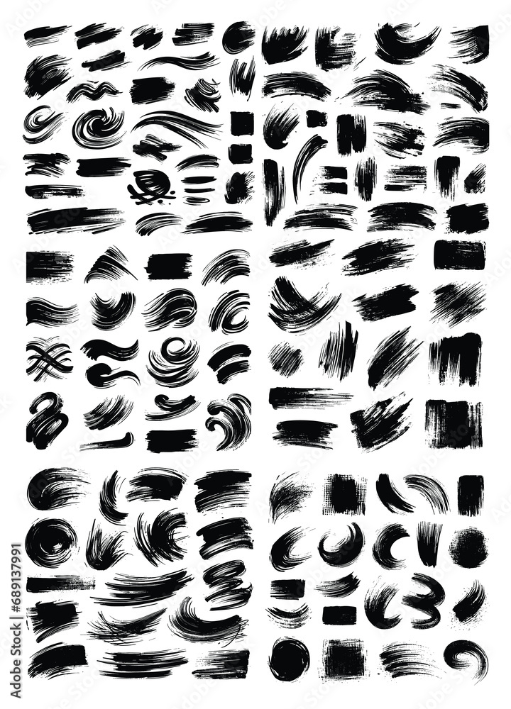 Vector big black grunge effect set of brush strokes Vector big black grunge effect set of brush strokes