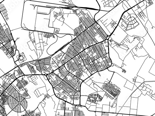 Vector road map of the city of Eslamshahr in Iran with black roads on a white background. photo