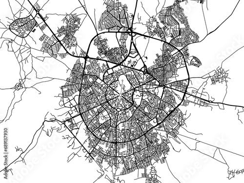Vector road map of the city of Hamadan in Iran with black roads on a white background. photo