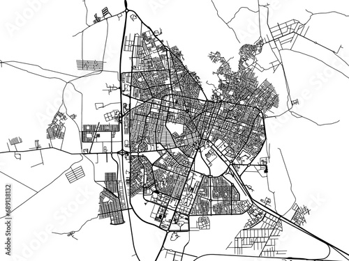 Vector road map of the city of Zahedan in Iran with black roads on a white background. photo