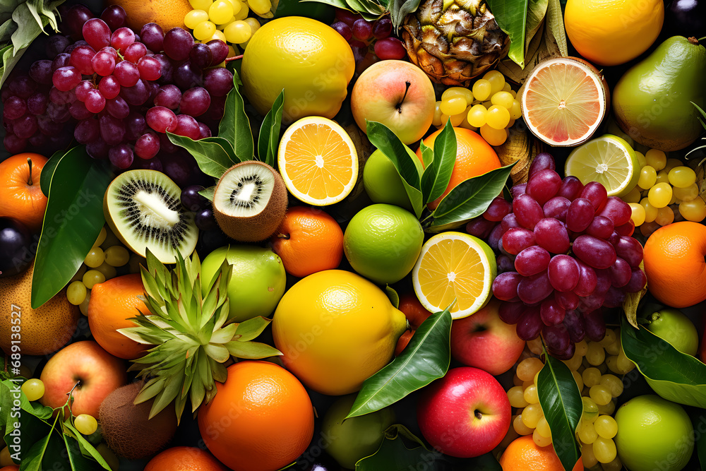 Variety of fruits and vegetables for background