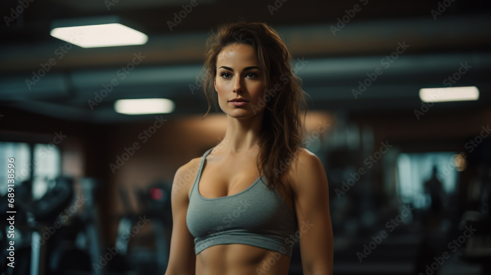 Young woman posing at a modern gym