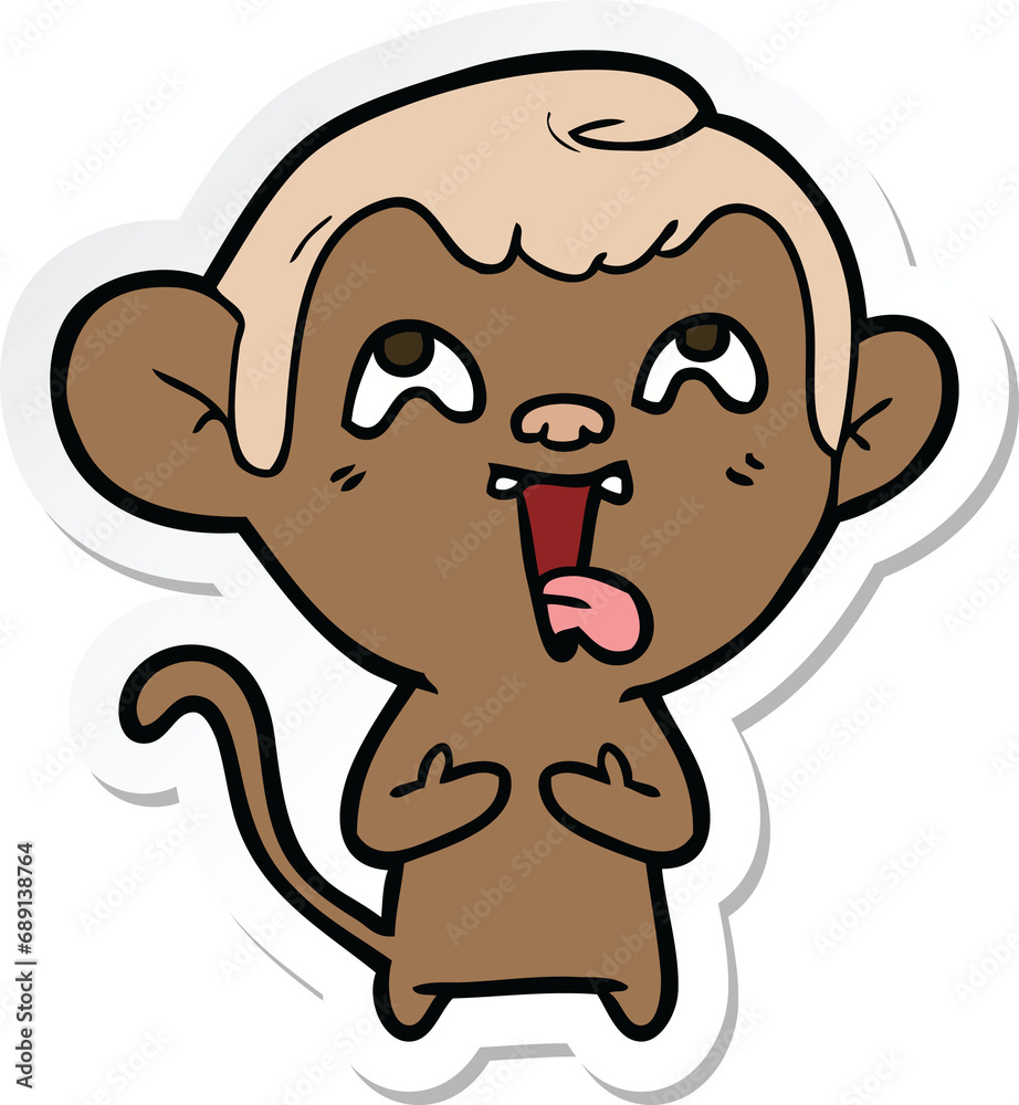 sticker of a crazy cartoon monkey sticker of a crazy cartoon monkey