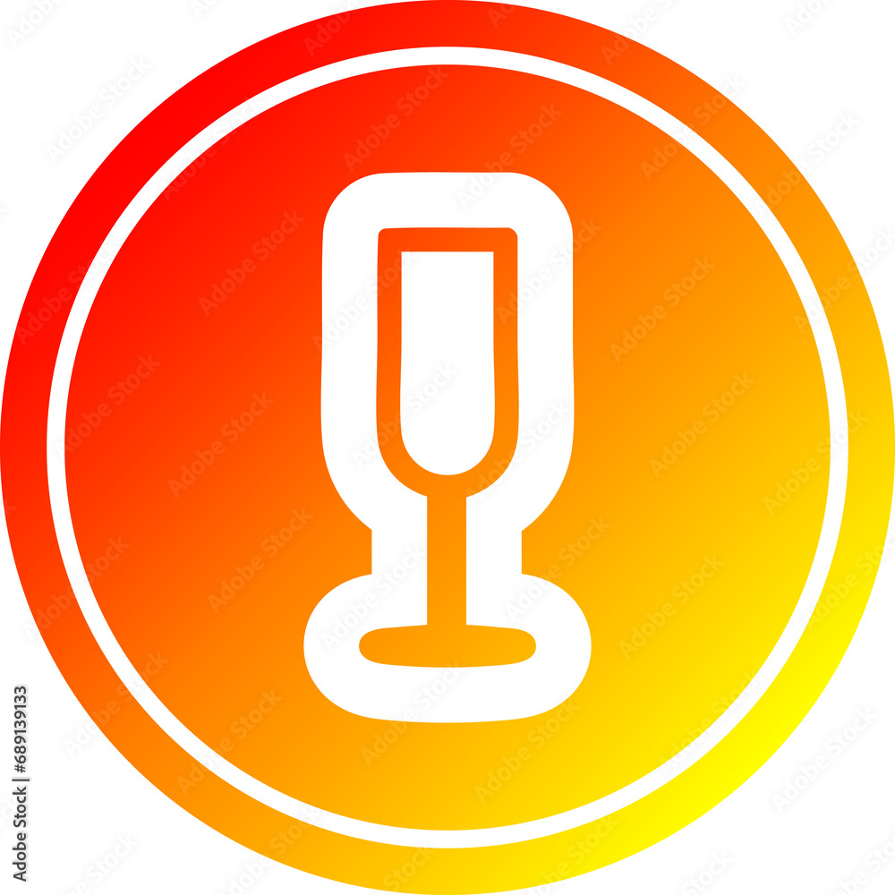 champagne flute circular icon with warm gradient finish