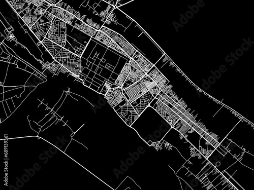 Vector road map of the city of Abadan in Iran with white roads on a black background. photo