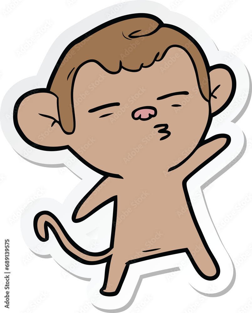 sticker of a cartoon suspicious monkey sticker of a cartoon suspicious monkey