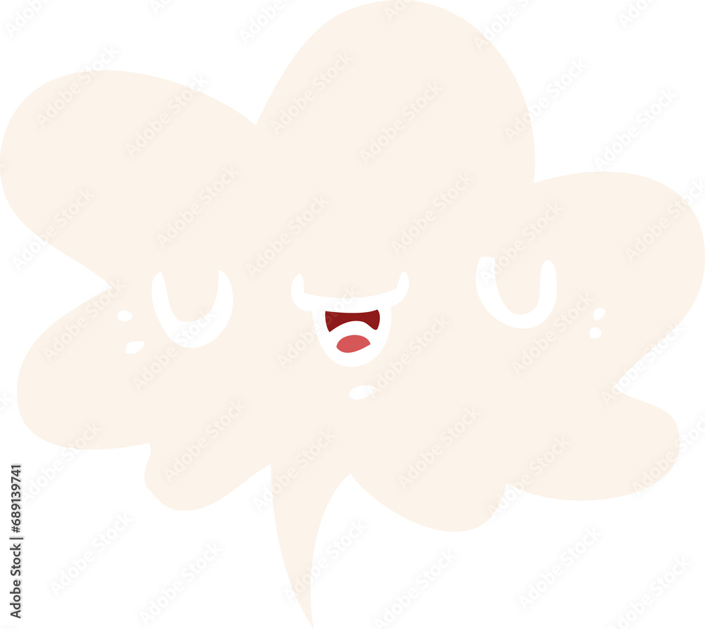 happy cartoon face with speech bubble in retro style happy cartoon face with speech bubble in retro style