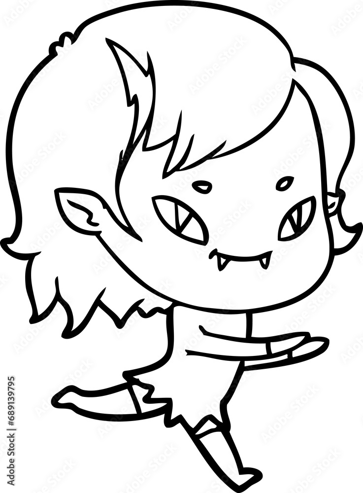 cartoon friendly vampire girl running cartoon friendly vampire girl running