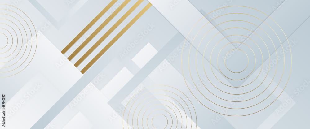White and gold vector abstract geometrical shape modern background - obrazy, fototapety, plakaty 