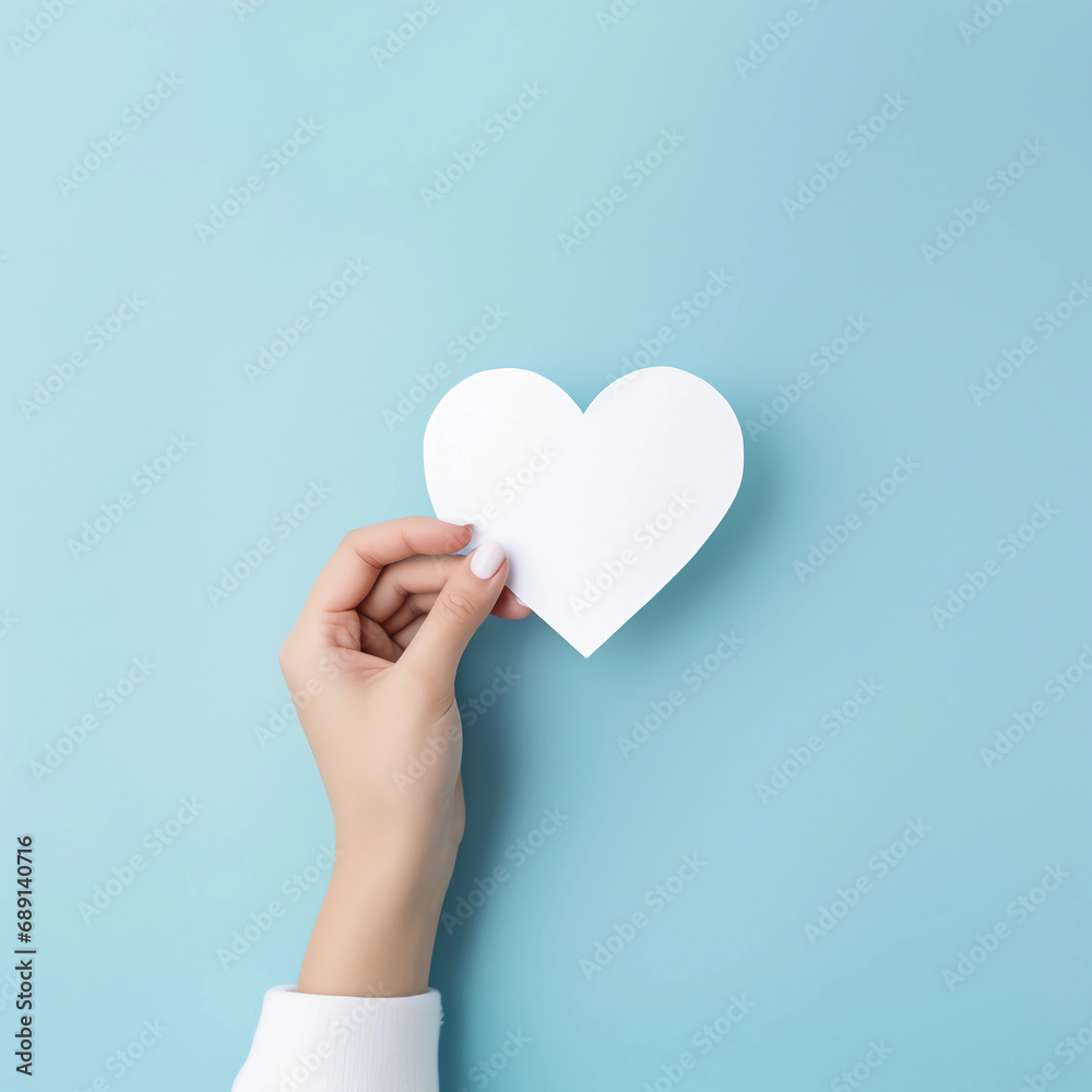 Woman hands holding white paper heart shape, Paper note for Happiness moment, Health care, Birthday card, Anniversary, Donate, Hope, Kindness, Valentine's day concept, Generative AI. Woman hands holding white paper heart shape, Paper note for Happiness moment, Health care, Birthday card, Anniversary, Donate, Hope, Kindness, Valentine's day concept, Generative AI.