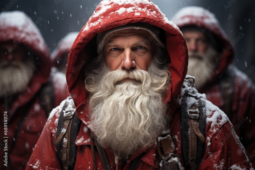 army of Santa clauses in Ukraine in winter army of Santa clauses in Ukraine in winter