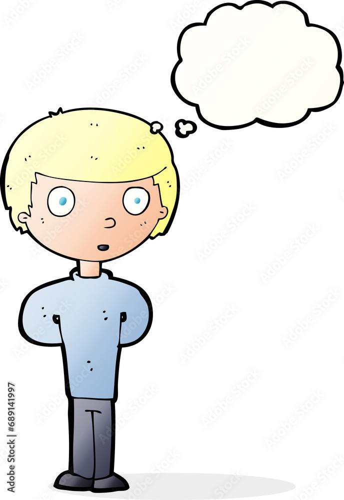 cartoon curious boy with thought bubble cartoon curious boy with thought bubble