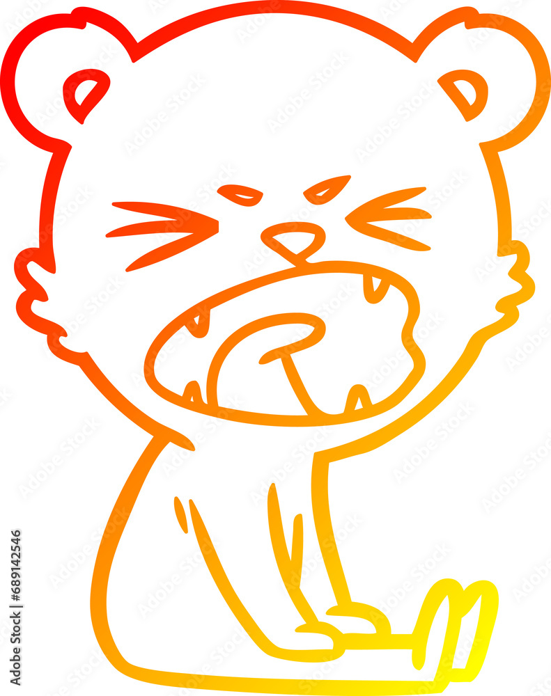 warm gradient line drawing of a angry cartoon bear warm gradient line drawing of a angry cartoon bear