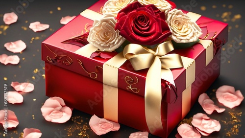 valentain's day rose and gift photo