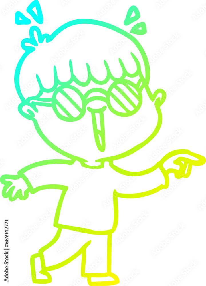 cold gradient line drawing of a cartoon boy wearing spectacles cold gradient line drawing of a cartoon boy wearing spectacles