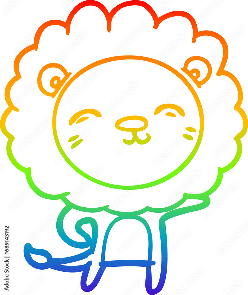 rainbow gradient line drawing of a cartoon lion rainbow gradient line drawing of a cartoon lion