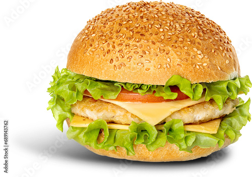 Burger is a patty of ground beef grilled and placed between two halves of a bun.