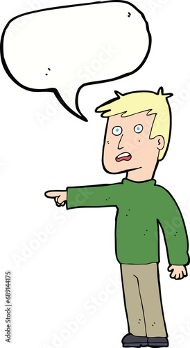 cartoon pointing man with speech bubble