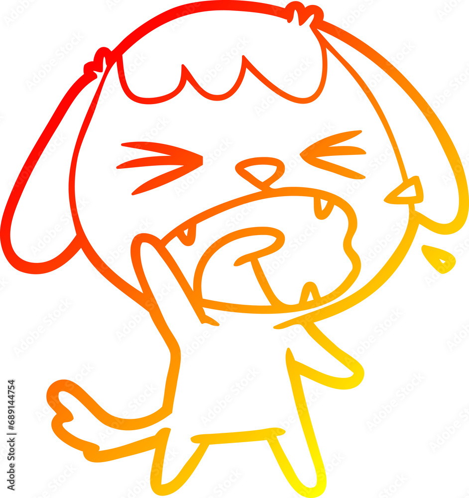 warm gradient line drawing of a cute cartoon dog barking warm gradient line drawing of a cute cartoon dog barking