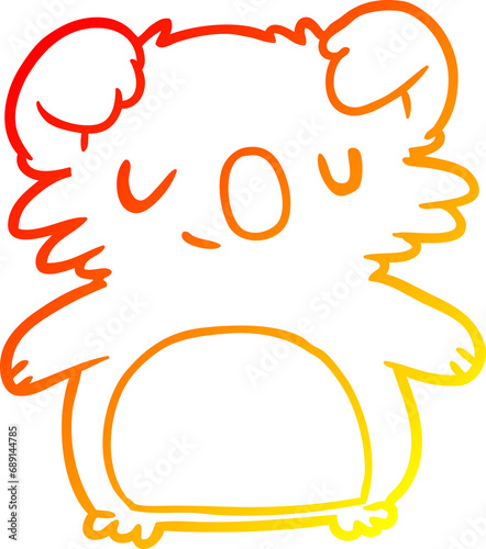 warm gradient line drawing of a cute koala