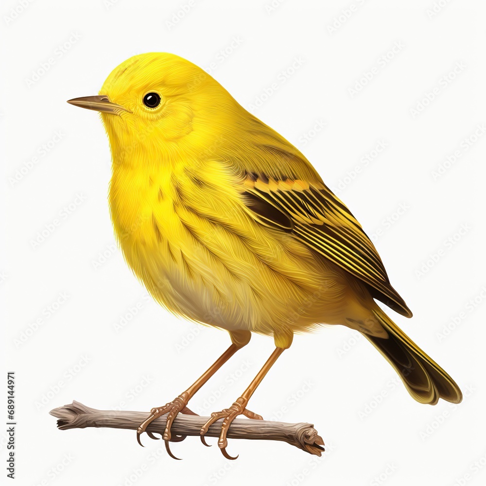 Fototapeta premium Yellow Warbler full body on white background