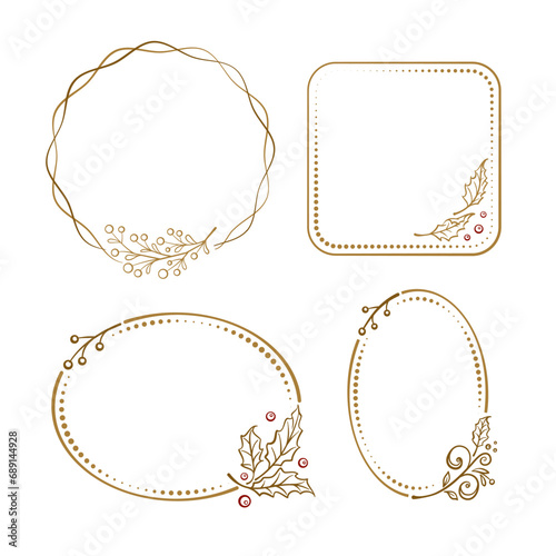 Vintage style frames set with a Christmas floral decoration