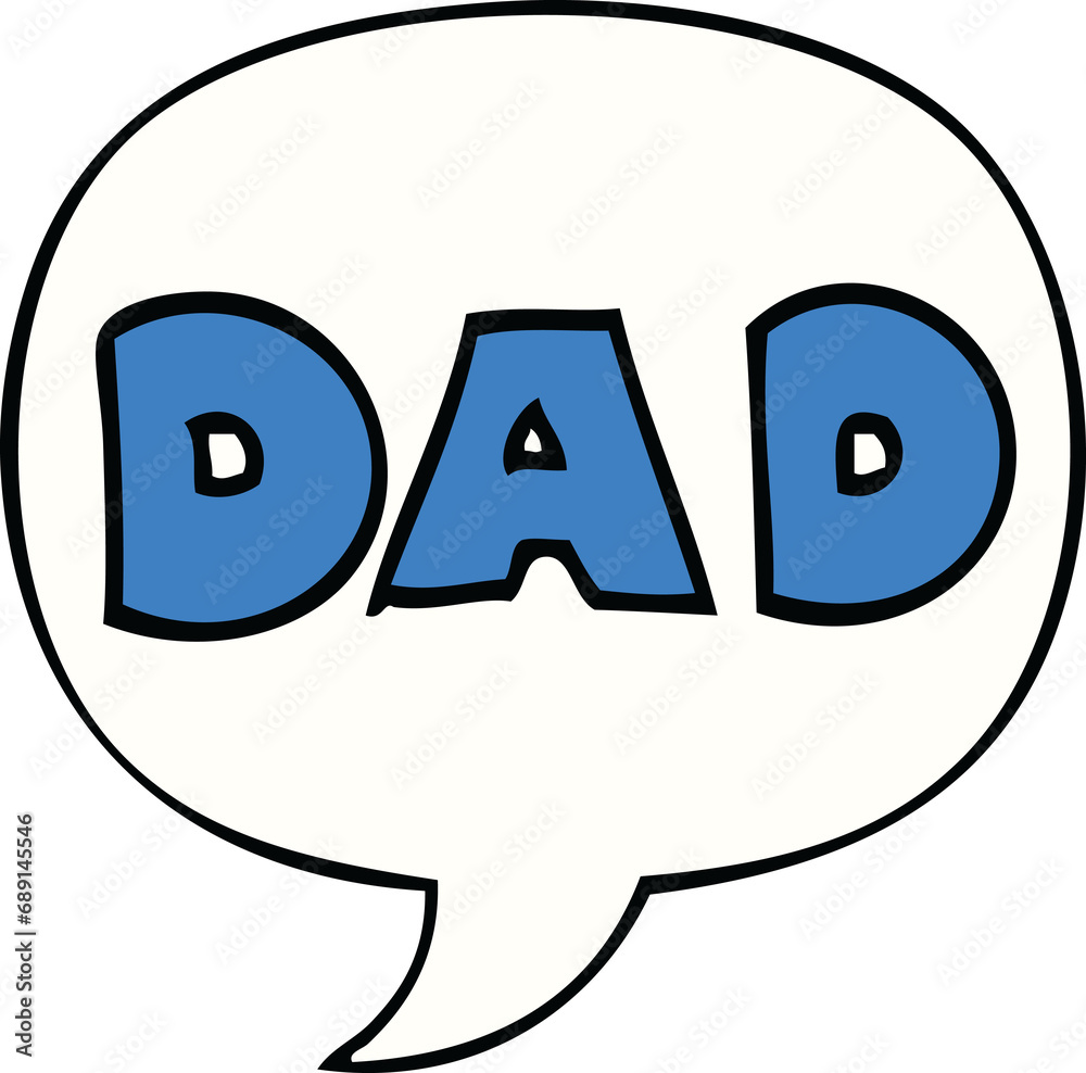 Obraz premium cartoon word dad with speech bubble