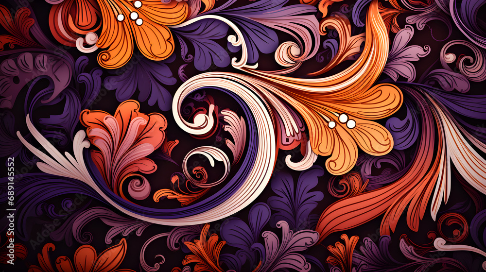 Vintage inspired paisley color background 