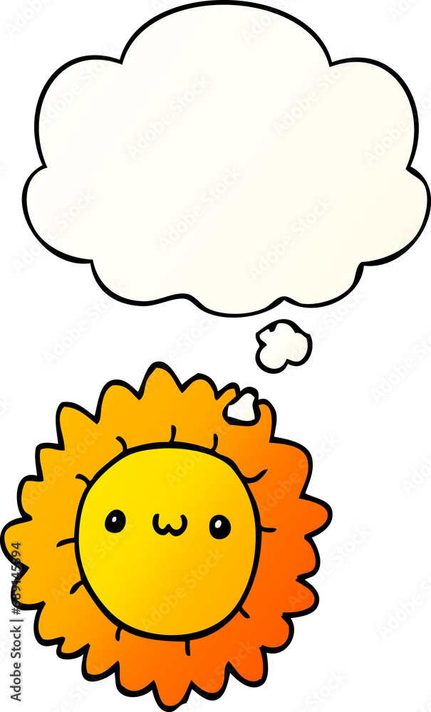 cartoon flower with thought bubble in smooth gradient style cartoon flower with thought bubble in smooth gradient style