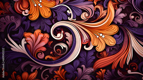 Vintage inspired paisley color background 