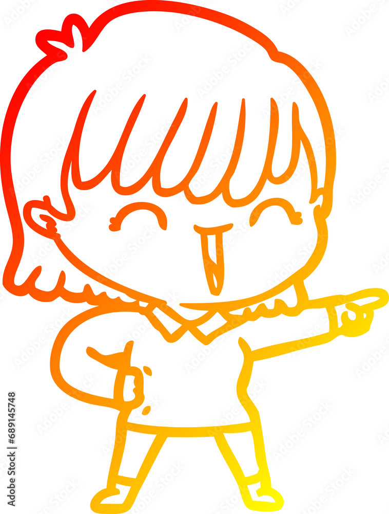 warm gradient line drawing of a cartoon woman warm gradient line drawing of a cartoon woman