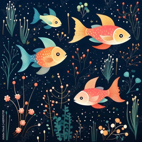 seamless pattern with fishes