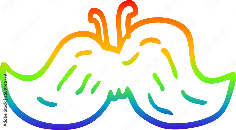 Fototapeta premium rainbow gradient line drawing of a cartoon mustache