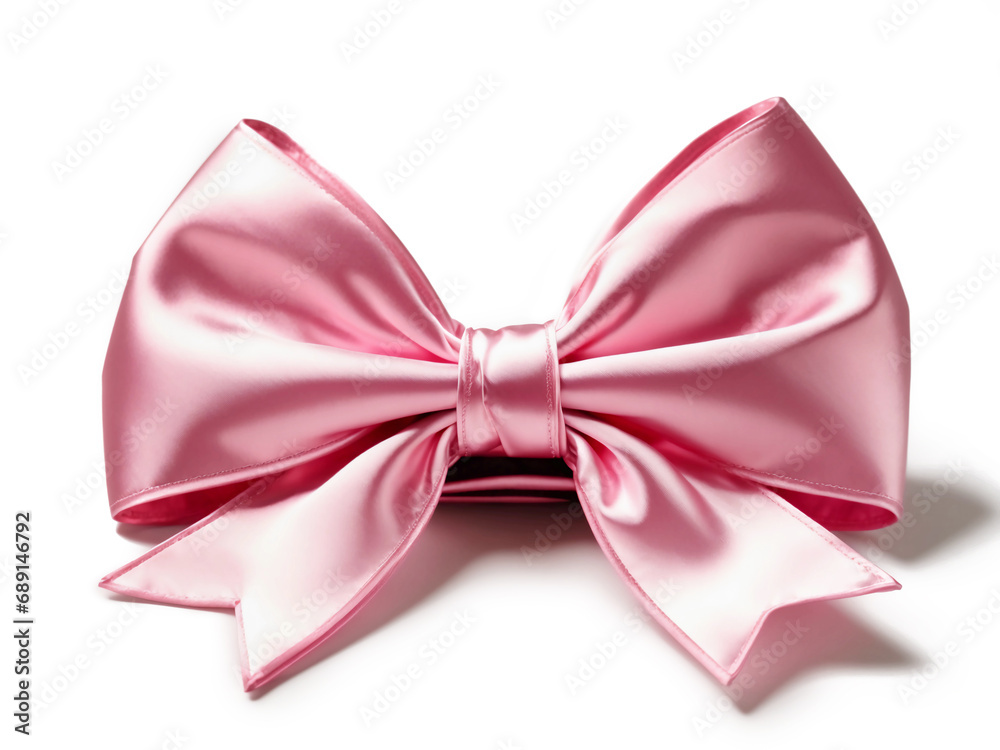 Bright hot pink satin ribbon bow, holiday design element