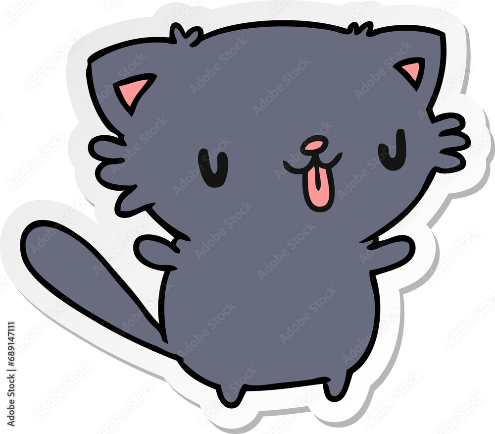 sticker cartoon illustration of cute kawaii cat