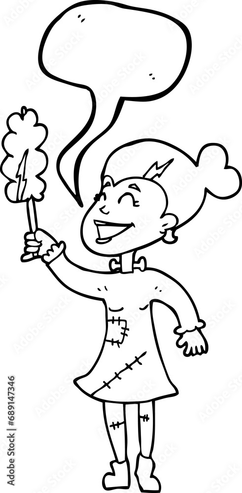 freehand drawn speech bubble cartoon undead monster lady cleaning freehand drawn speech bubble cartoon undead monster lady cleaning