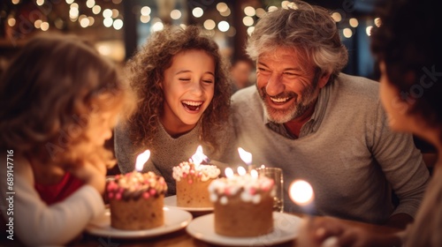 warm family birthday party at home.	