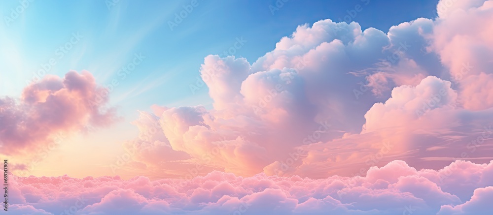 Pastel colored clouds in natural sky at sunrise or sunset Copy space image Place for adding text or design Pastel colored clouds in natural sky at sunrise or sunset Copy space image Place for adding text or design
