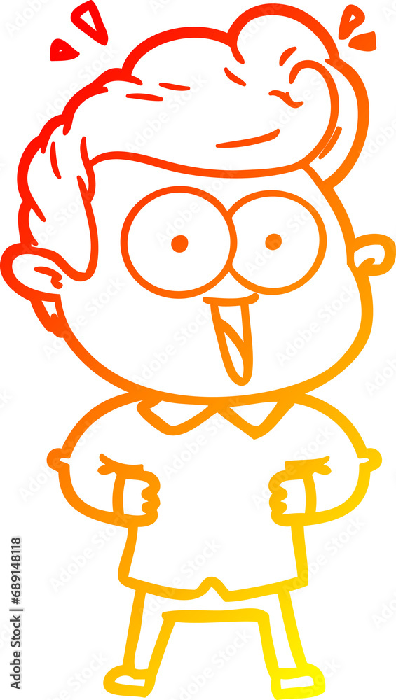 warm gradient line drawing of a cartoon excited man warm gradient line drawing of a cartoon excited man