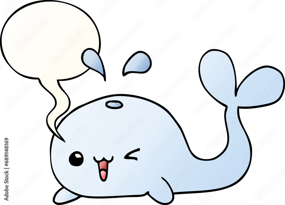 cartoon whale with speech bubble in smooth gradient style cartoon whale with speech bubble in smooth gradient style