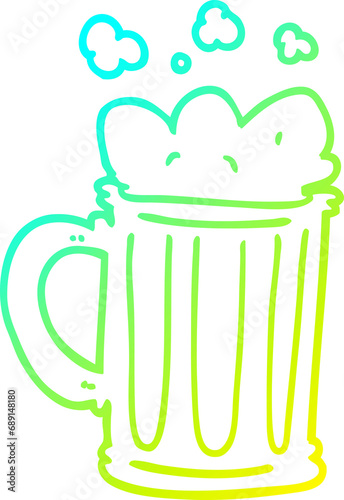 cold gradient line drawing of a cartoon pint of beer