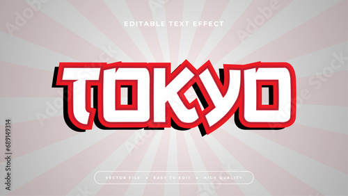 Red and white tokyo 3d editable text effect - font style