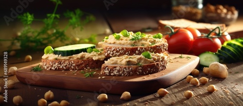 Assorted hummus sandwiches ...