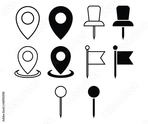 Pin location illustration black and white color