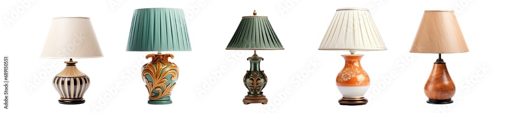 Collection of PNG. Stylish table lamp isolated on a transparent background.
