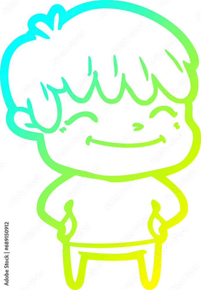 cold gradient line drawing of a happy cartoon boy cold gradient line drawing of a happy cartoon boy
