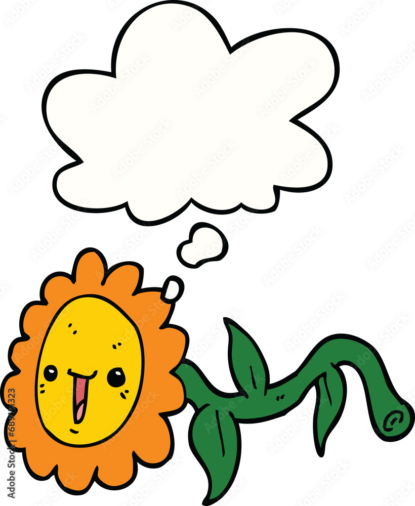 cartoon flower with thought bubble cartoon flower with thought bubble