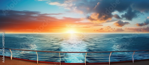 Oceanic cruise sunset view Copy space image Place for adding text or design photo